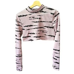 distressed lavender long sleeve crop top